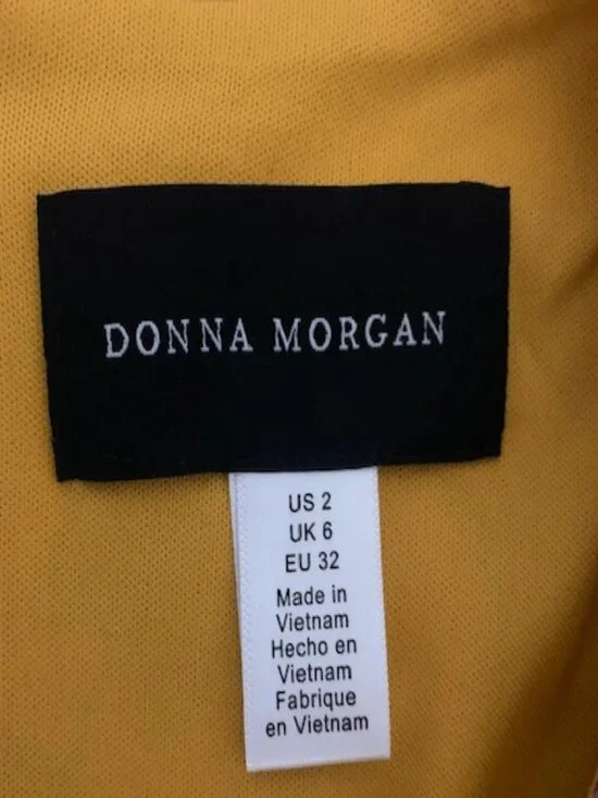 NWT Donna Morgan Yellow Floral Asymmetrical Midi Dress Size 2 - Picture 4 of 13